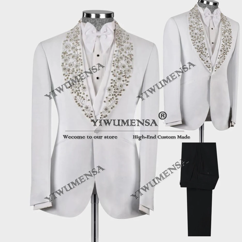 Luxury Wedding Groom Tuxedos Customized Crystals Beading Prom Blazer Sets Formal Luxury Suits Men 3 Pieces Man Fashion Dresses
Luxury Wedding Groom Tuxedos Customized Crystals Beading Prom Blazer Sets Formal Luxury Suits Men 3 Pieces Man Fashion Dresses