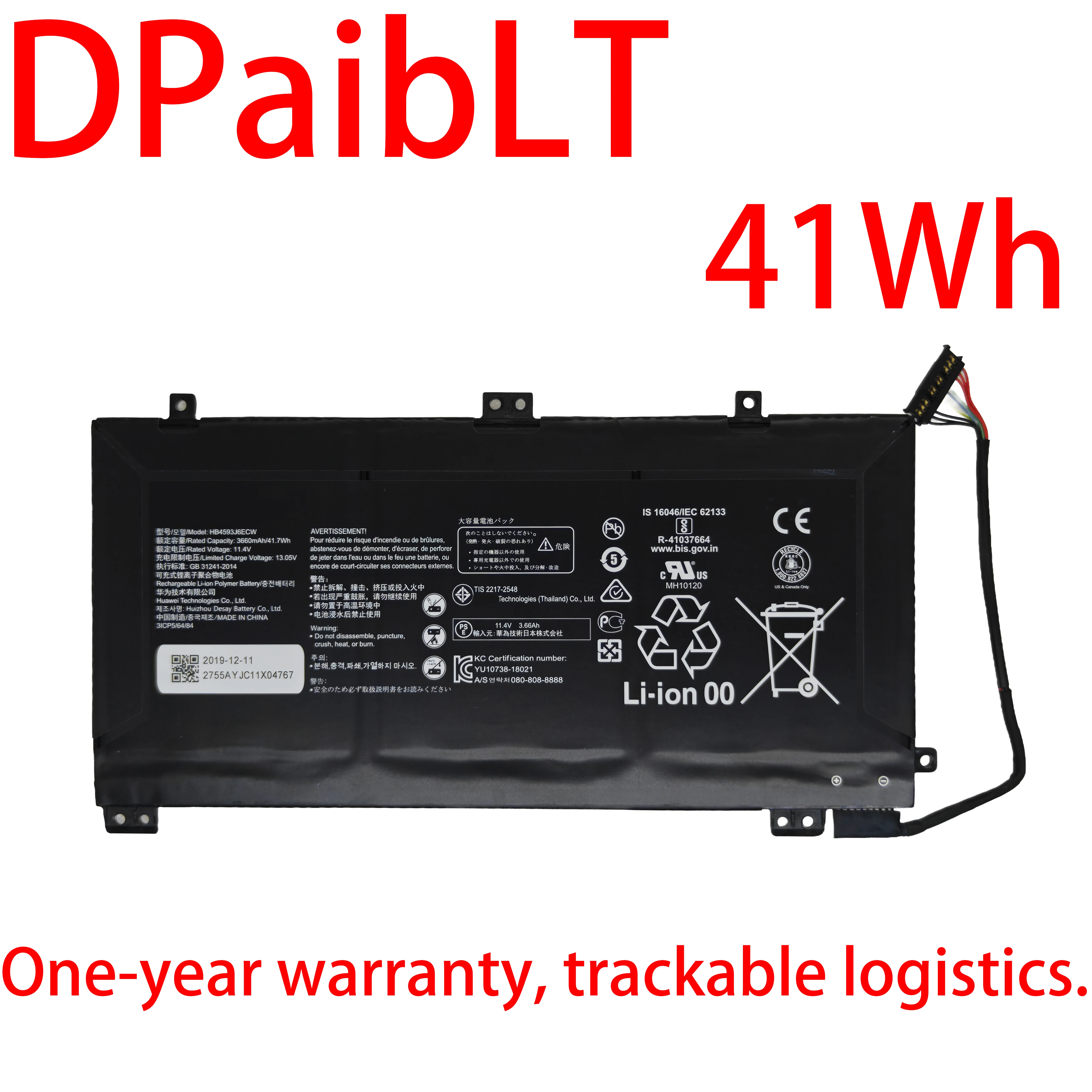 DPaibLT NEW 41Wh 3660mAh 11.4V HB4593J6ECW LAPTOP BATTERY For Huawei MateBook 13 2020 WRT-W19 WRT-W29 WRT-WX9 i7 HN-W19L
DPaibLT NEW 41Wh 3660mAh 11.4V HB4593J6ECW LAPTOP BATTERY For Huawei MateBook 13 2020 WRT-W19 WRT-W29 WRT-WX9 i7 HN-W19L