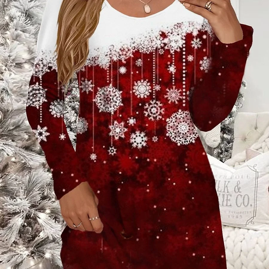 Women's Red Christmas Dress Casual Christmas Snowman Snowflake Print Mini Dress Long Sleeve O-neck Autumn Woman Dress
Women's Red Christmas Dress Casual Christmas Snowman Snowflake Print Mini Dress Long Sleeve O-neck Autumn Woman Dress