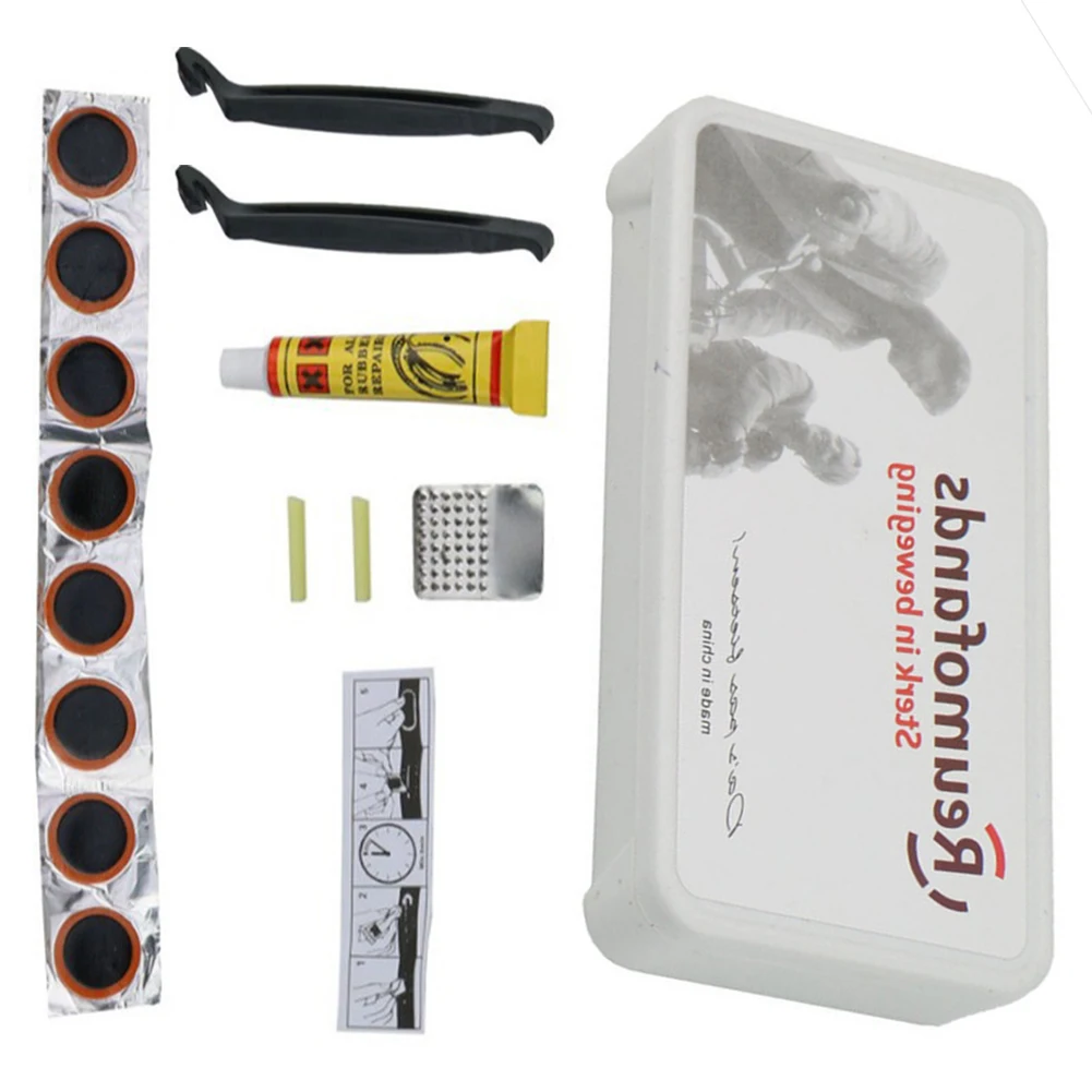 1set Bicycle Tire Repair Kit Flat Tyre Fix with Rubber Patches Glue Levers Cold Patch Sealant for Inner Tube Cycling Repair Tool
1set Bicycle Tire Repair Kit Flat Tyre Fix with Rubber Patches Glue Levers Cold Patch Sealant for Inner Tube Cycling Repair Tool