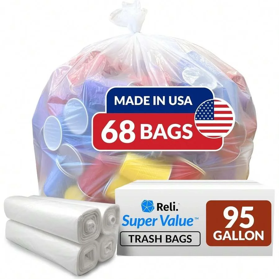 95 Trash Bags Heavy Duty 68 Trash Bags Super Sizeable For Serious Garba Cleanup Clear Variant 1
95 Trash Bags Heavy Duty 68 Trash Bags Super Sizeable For Serious Garba Cleanup Clear Variant 1