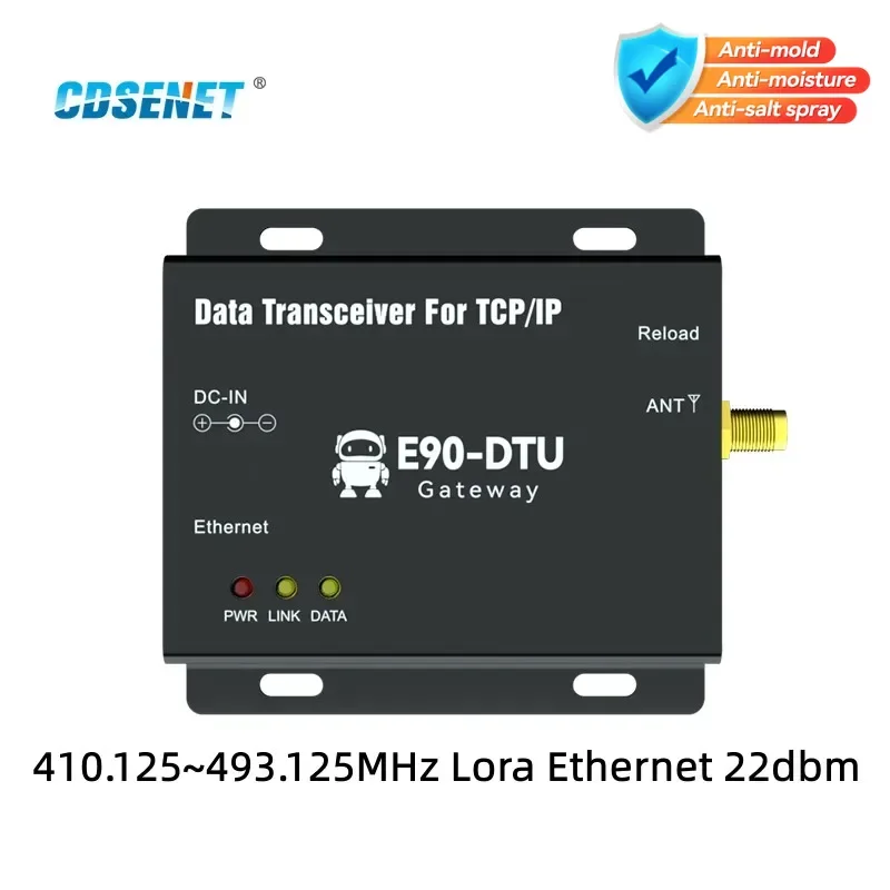433MHz LoRa SX1262 22dBm Ethernet RJ45 RSSI LBT Relay Networking E90-DTU(400SL22-ETH) Wireless Transceiver Serial Port Server
433MHz LoRa SX1262 22dBm Ethernet RJ45 RSSI LBT Relay Networking E90-DTU(400SL22-ETH) Wireless Transceiver Serial Port Server