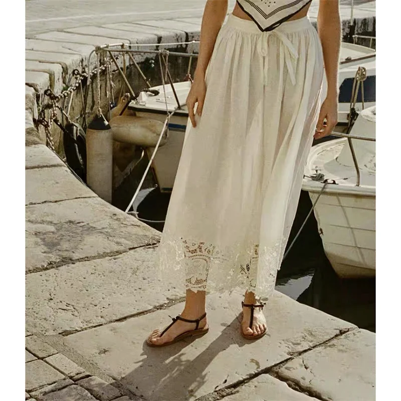 Susan Ele Lace Hollow out Belted Hem High Waist White Skirt Women's Faion Versatile mid Waist Cotton Blend Skirt
Susan Ele Lace Hollow out Belted Hem High Waist White Skirt Women's Faion Versatile mid Waist Cotton Blend Skirt