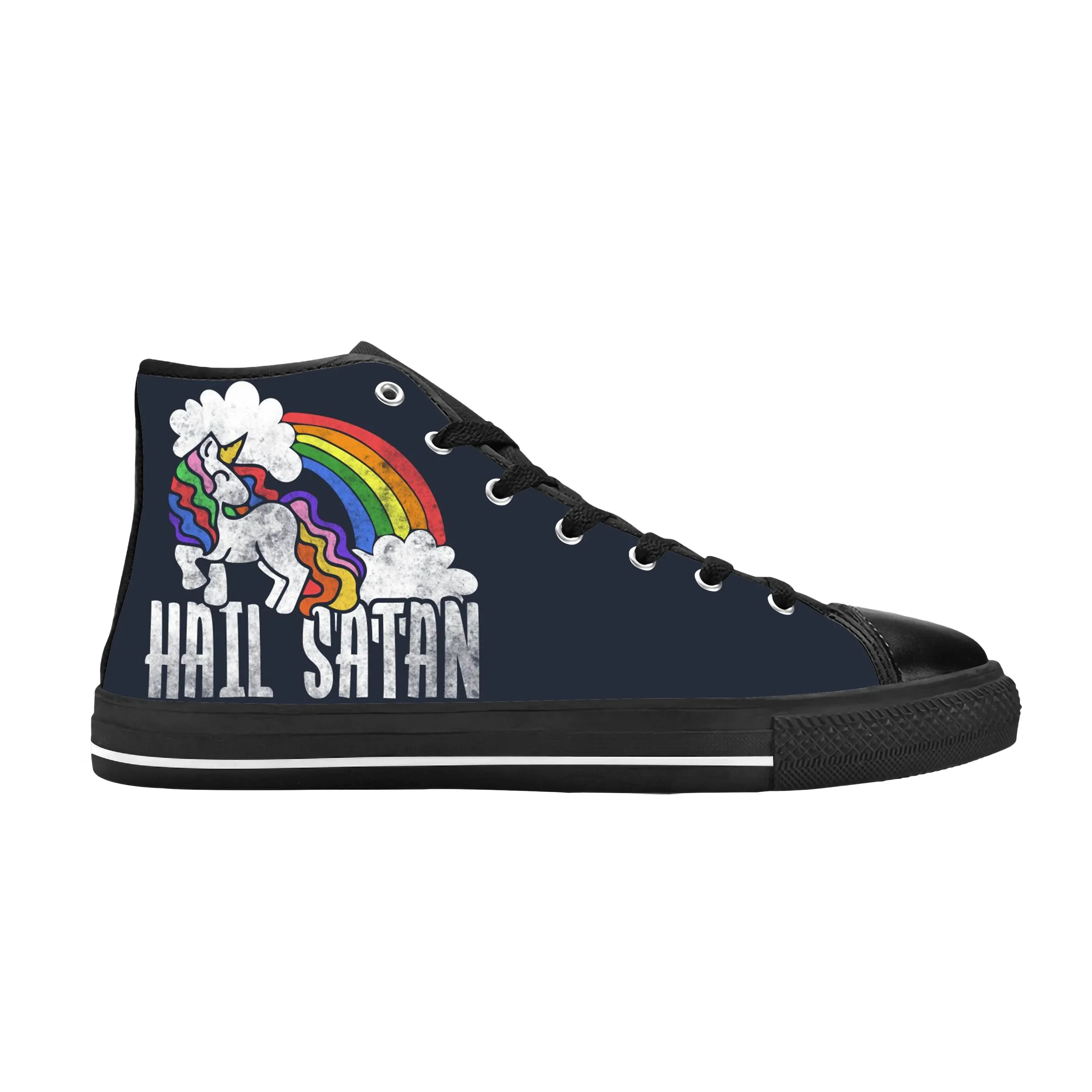 Hail Satan Death Metal Unicorn Радуга Сатанинская повседневная тканевая обувь Высокие удобные дышащие мужские и женские кроссовки с 3D принтом
Hail Satan Death Metal Unicorn Радуга Сатанинская повседневная тканевая обувь Высокие удобные дышащие мужские и женские кроссовки с 3D принтом