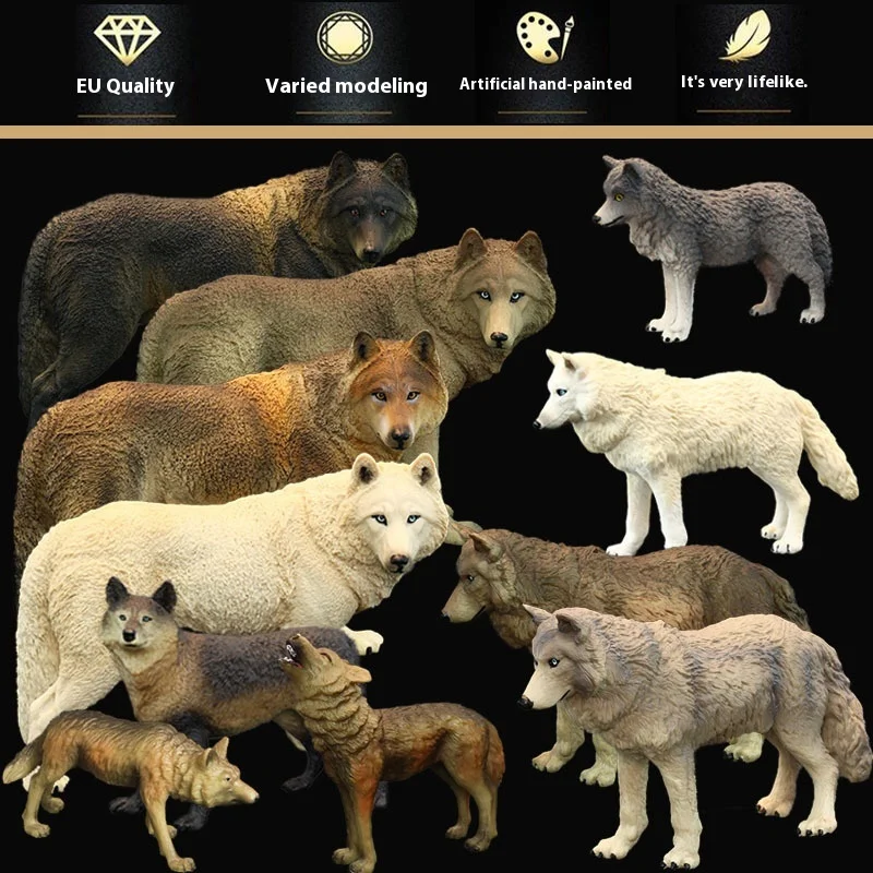 Solid simulation animal toy wild animal model set Big Grey Wolf King Black Wolf White Wolf Grassland Wolf
Solid simulation animal toy wild animal model set Big Grey Wolf King Black Wolf White Wolf Grassland Wolf