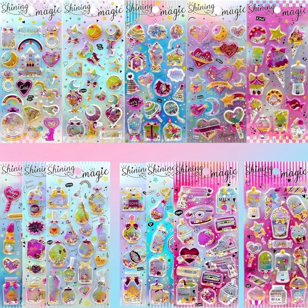 3D Puffy Glitter Stickers Gold Foil Shaking Beads Reusable Sparkly Decals DIY Crafts Scrapbook Journal Decor for Kids Girls Boys
3D Puffy Glitter Stickers Gold Foil Shaking Beads Reusable Sparkly Decals DIY Crafts Scrapbook Journal Decor for Kids Girls Boys