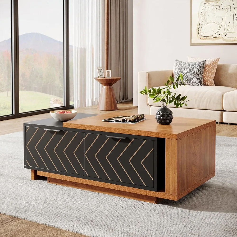 Extendable Coffee Table with 2 Storage Drawers, Dual-Tone Center Table with Sliding Tabletop, Multi-Functional Wooden Rectangle
Extendable Coffee Table with 2 Storage Drawers, Dual-Tone Center Table with Sliding Tabletop, Multi-Functional Wooden Rectangle