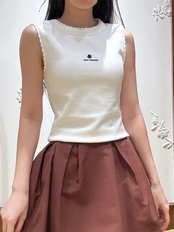 Ele ort Svel round Ne Handmade Lace Trim Fitted Vest T-irt Women's Faion Design Sensation Breathable Cotton
Ele ort Svel round Ne Handmade Lace Trim Fitted Vest T-irt Women's Faion Design Sensation Breathable Cotton