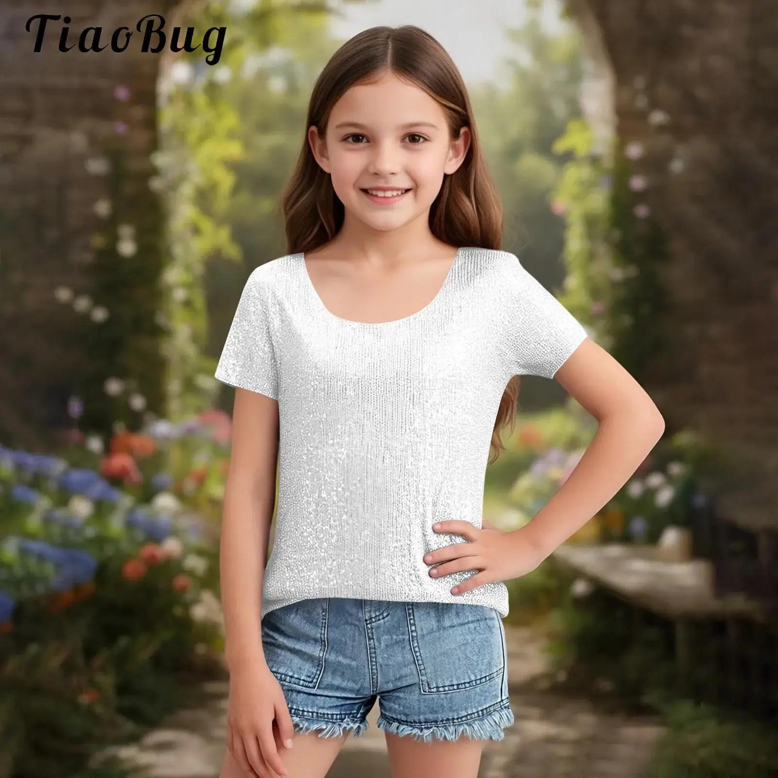 Kids Girls Casual Daily Life Party Shirts Sparkling Sequin Carnival Performance Top Short Sleeve Glittery T-shirt Tees
Kids Girls Casual Daily Life Party Shirts Sparkling Sequin Carnival Performance Top Short Sleeve Glittery T-shirt Tees