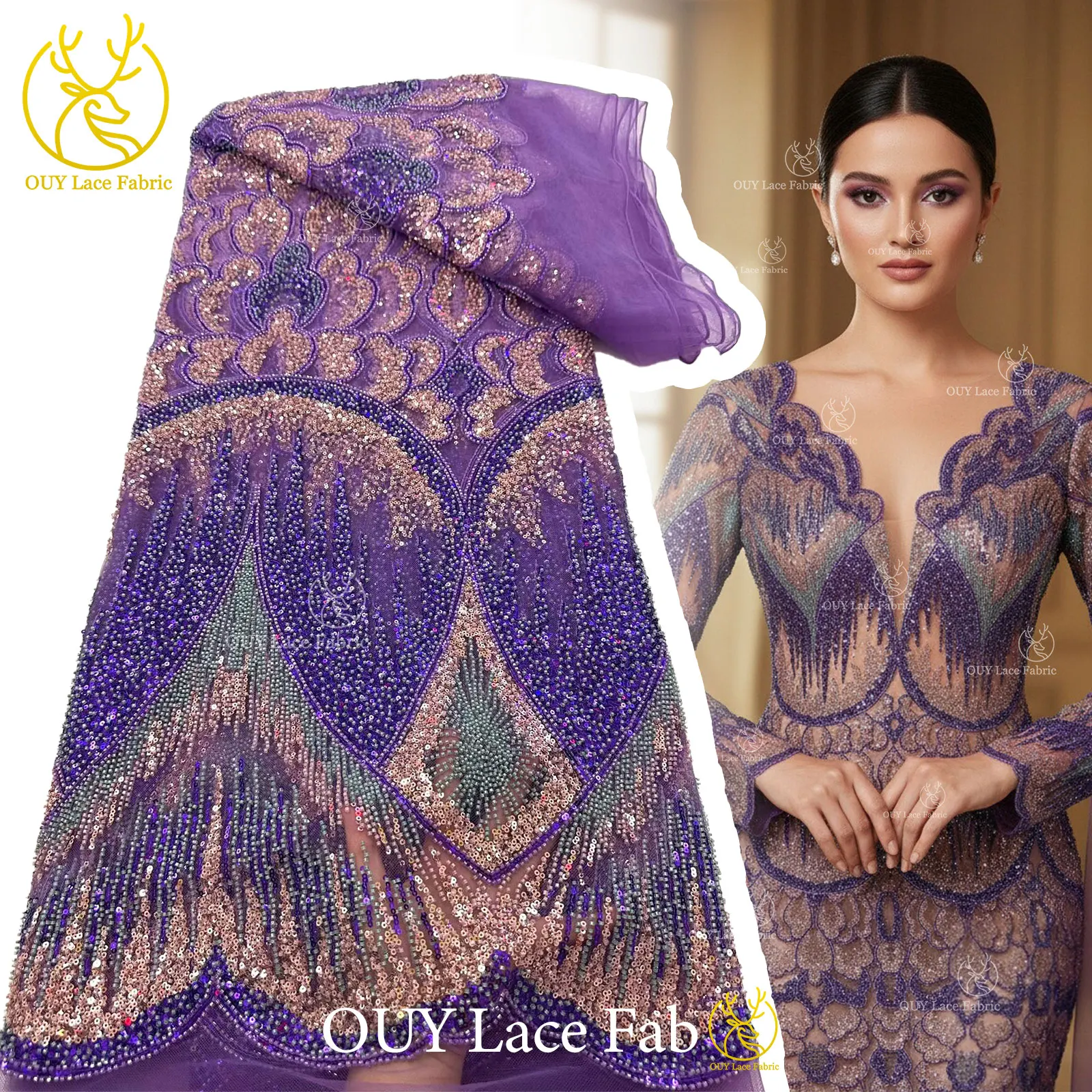 Luxury African Sequins Lace Fabric 2026 High Quality Nigerian French Groom Heavy Beaded For Sewing Wedding Party Dress 5 Yards
Luxury African Sequins Lace Fabric 2026 High Quality Nigerian French Groom Heavy Beaded For Sewing Wedding Party Dress 5 Yards