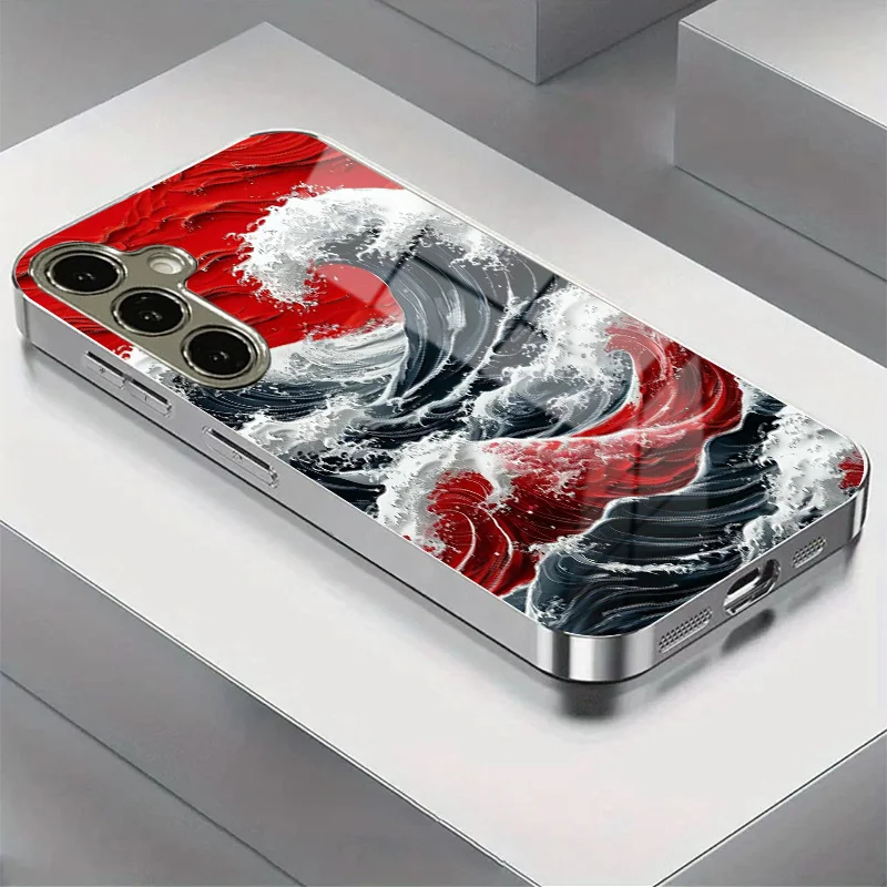 Gold-Plated Tempered Glass Phone Case Galaxy S26 S25 S24 S23 S22 Ultra Plus Series Models. Featuring a 3D "Red Wave" Pattern.
Gold-Plated Tempered Glass Phone Case Galaxy S26 S25 S24 S23 S22 Ultra Plus Series Models. Featuring a 3D "Red Wave" Pattern.