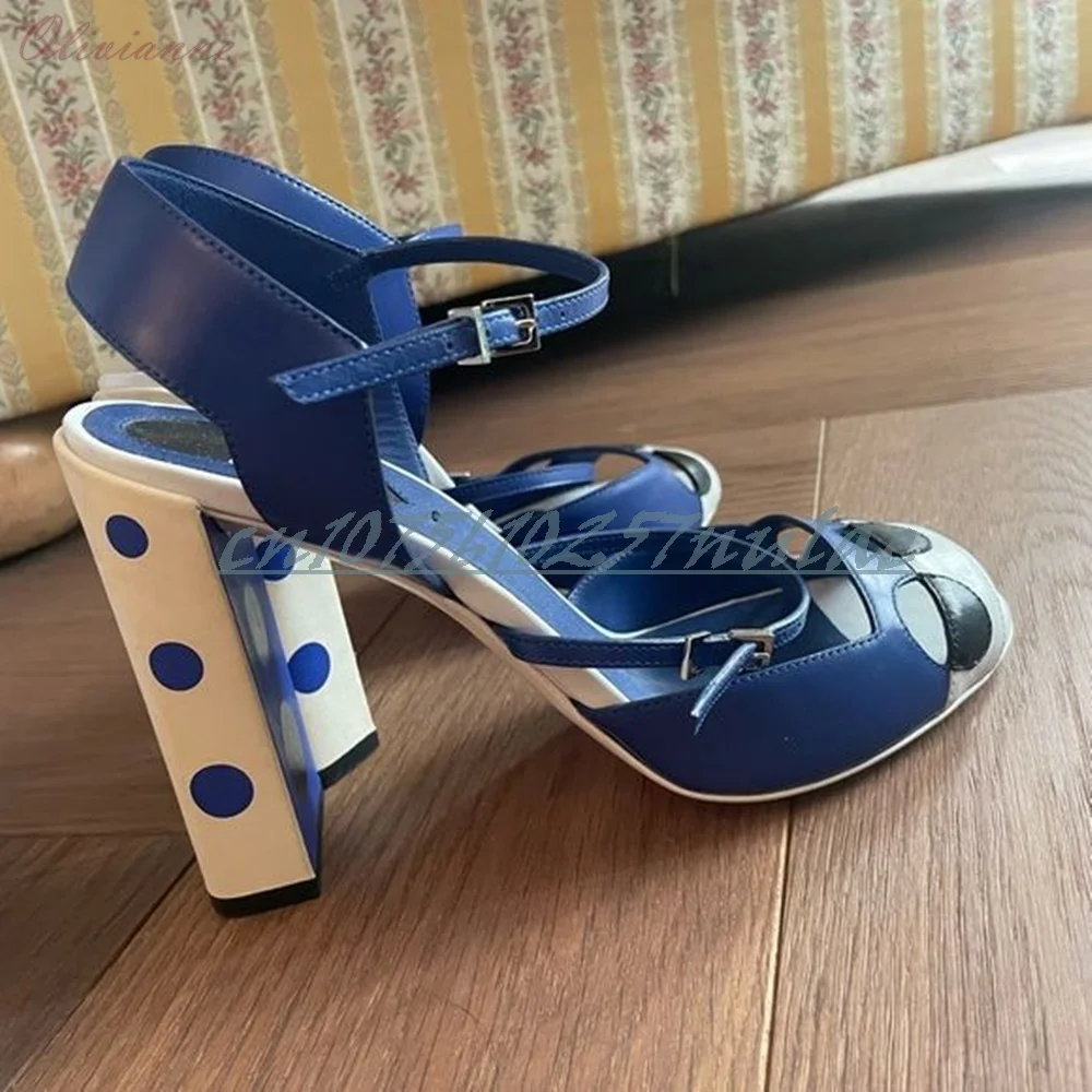 Blue Round Dot Pattern Elegant Sandals Round Toe Chunky High Heel Elegant Fashion 2025 Summer Women Shoes Zapatos Para Mujere
Blue Round Dot Pattern Elegant Sandals Round Toe Chunky High Heel Elegant Fashion 2025 Summer Women Shoes Zapatos Para Mujere