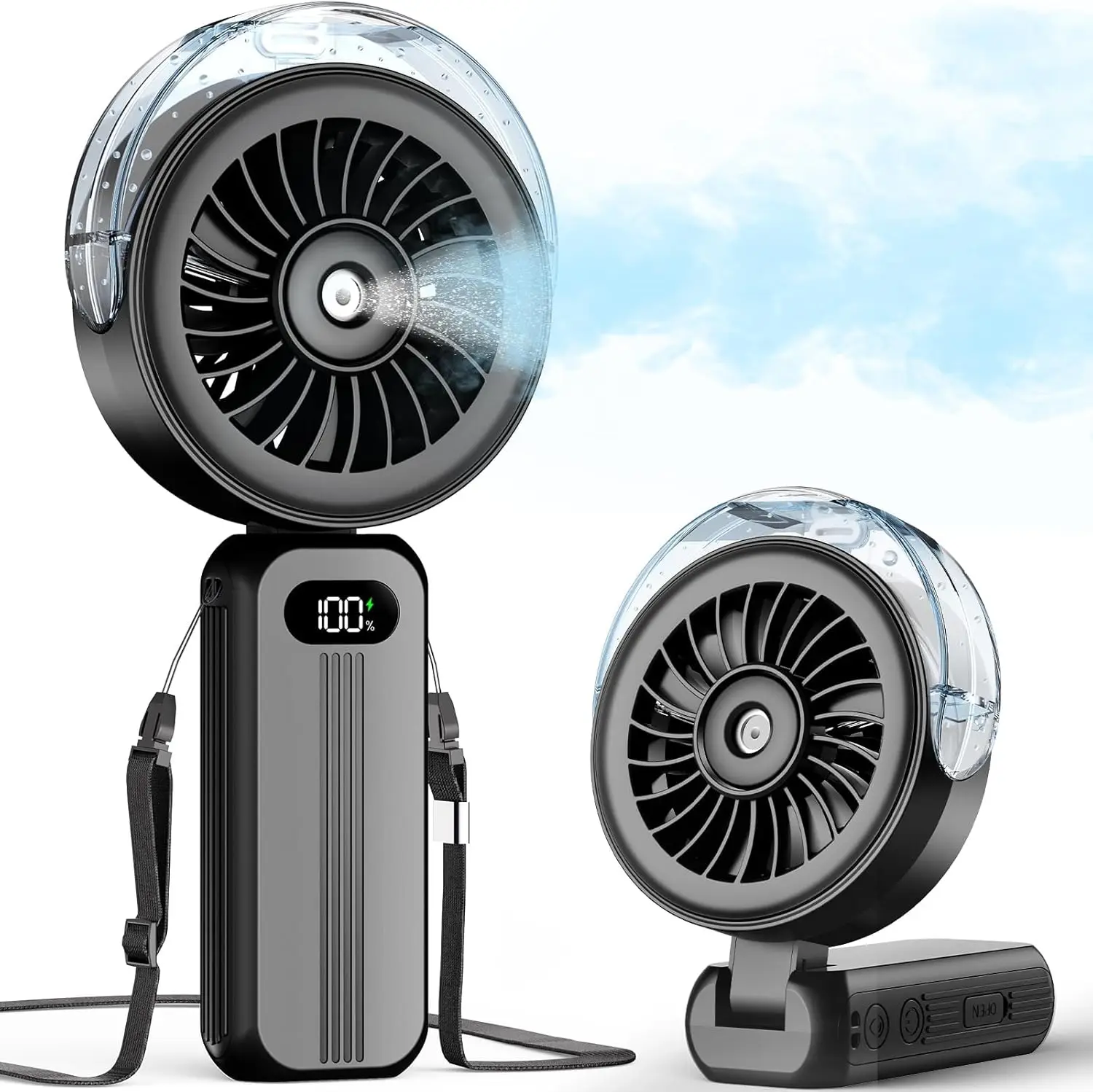 Handheld Misting Fan Portable, 4000mAh Rechargeable, 4-Speed, 40ml Water Tank, Foldable for Travel
Handheld Misting Fan Portable, 4000mAh Rechargeable, 4-Speed, 40ml Water Tank, Foldable for Travel