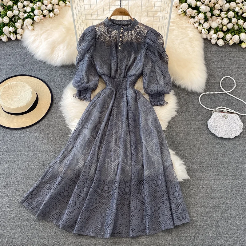 Women's Runway Fashion Spring Summer Hollow Out Vintage Lace Dress Female High Waist Chic Party A-line Dress TB2631
Women's Runway Fashion Spring Summer Hollow Out Vintage Lace Dress Female High Waist Chic Party A-line Dress TB2631