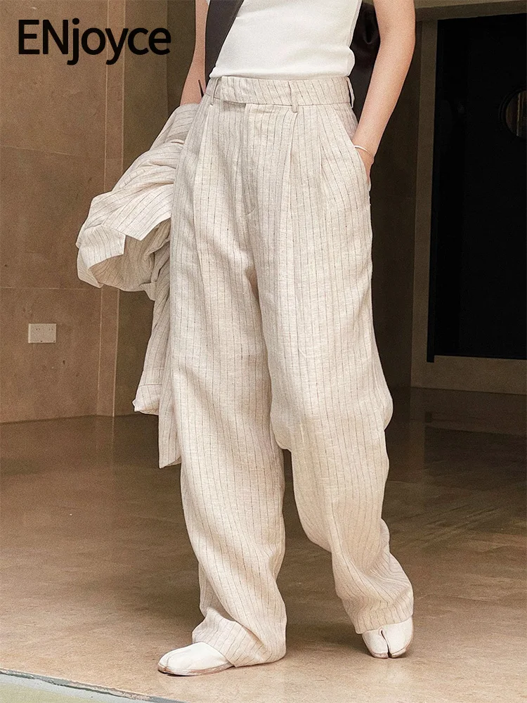 2024 Summer Women Vintage Texture Linen Striped Pants Korean Fashion Streetwear High Waist Wide Leg Loose Drape Casual Trousers
2024 Summer Women Vintage Texture Linen Striped Pants Korean Fashion Streetwear High Waist Wide Leg Loose Drape Casual Trousers