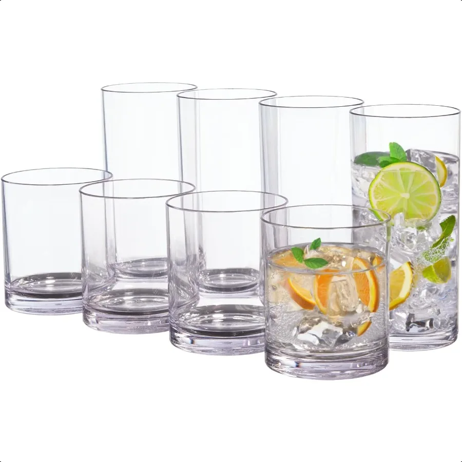 Classic Clear Plastic Reusable Drinking Glasses Set of 8 12oz Rocks and 16oz Water Cups BPAFree Tumblers Made in USA TopRack Di
Classic Clear Plastic Reusable Drinking Glasses Set of 8 12oz Rocks and 16oz Water Cups BPAFree Tumblers Made in USA TopRack Di