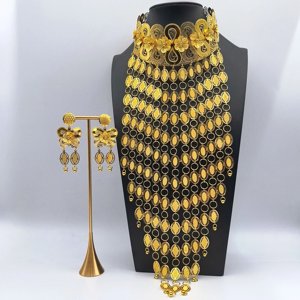 Long Tassel Nacklace Middle Eastern Bridal Set Gold Color Jewelry Set Drop Earring Women Party Classics Wedding Jewellry Designs 
Long Tassel Nacklace Middle Eastern Bridal Set Gold Color Jewelry Set Drop Earring Women Party Classics Wedding Jewellry Designs