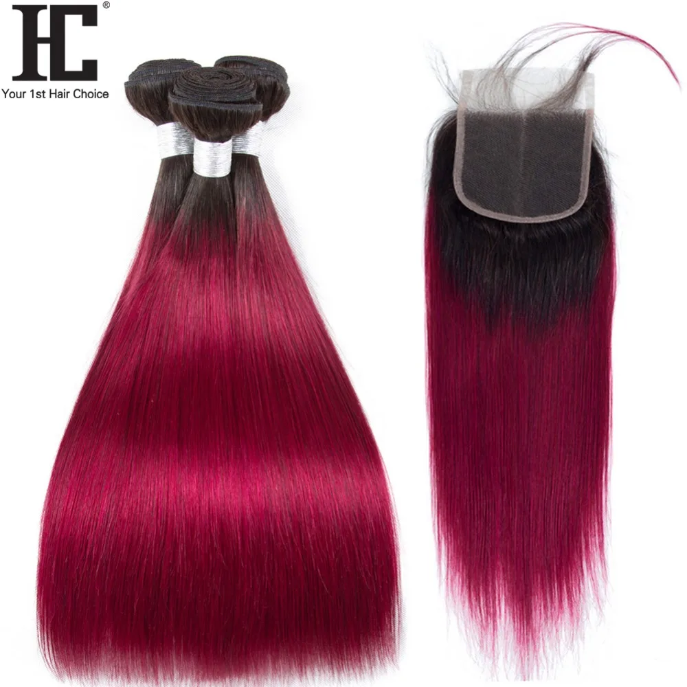 HC Ombre Brazilian Hair Weave 3 Bundles With Closure 4x4 Red 1B/Burgundy Remy Straight Human Hair Bundles With Lace Closure
HC Ombre Brazilian Hair Weave 3 Bundles With Closure 4x4 Red 1B/Burgundy Remy Straight Human Hair Bundles With Lace Closure