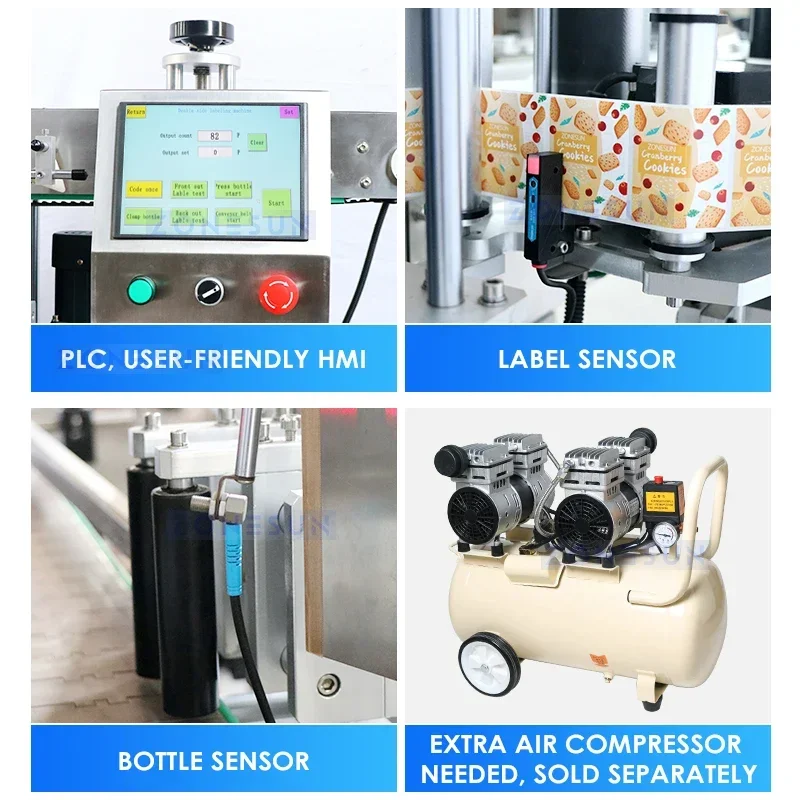 ZONESUN ZS-TB300N Automatic Round Flat Bottle Labeler Single Double Side Labeling Wrap Around Labeler for Juice Beverage
ZONESUN ZS-TB300N Automatic Round Flat Bottle Labeler Single Double Side Labeling Wrap Around Labeler for Juice Beverage
