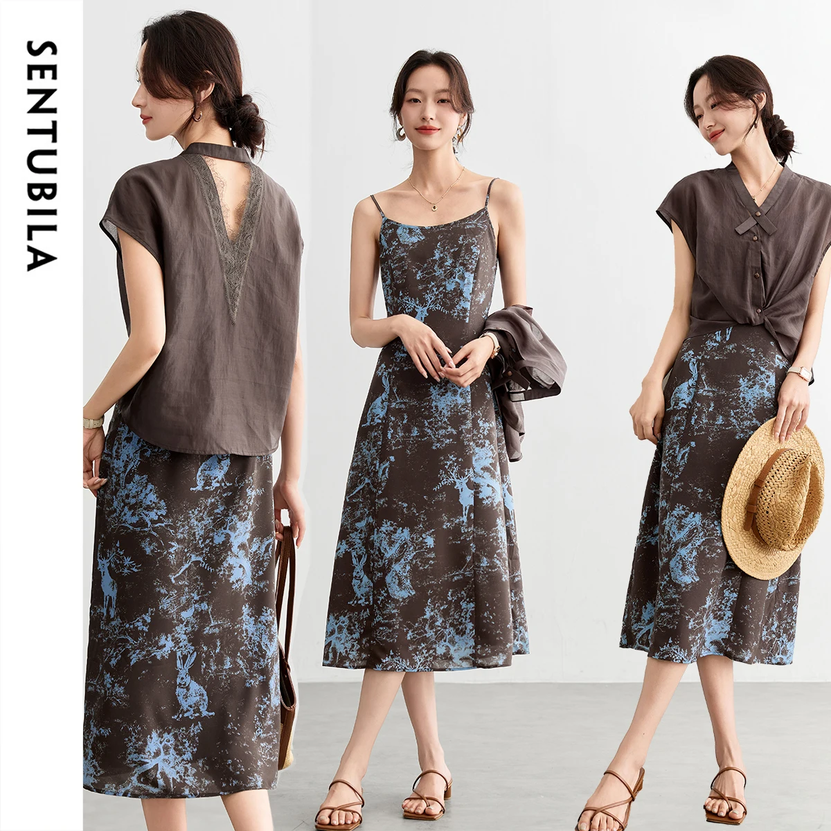 SENTUBILA Printed Dress Shirt Two-piece Set Ladies Vacation Outfits 2026 Summer Elegant Lyocell Printed Camisole Dress Q52ZA1756
SENTUBILA Printed Dress Shirt Two-piece Set Ladies Vacation Outfits 2026 Summer Elegant Lyocell Printed Camisole Dress Q52ZA1756