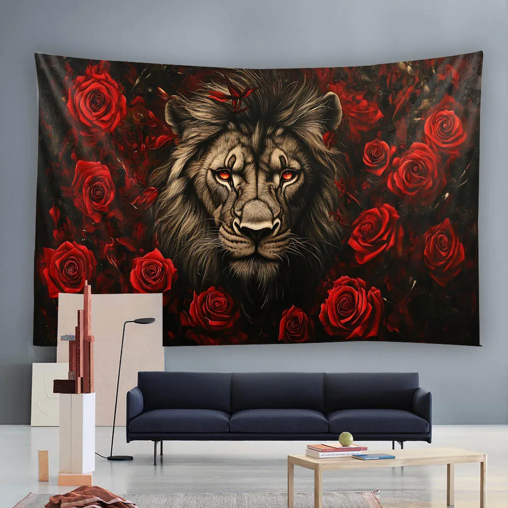 Rose lion tapestry, multiple patterns and sizes, animal hanging paintings, soft background fabric, aesthetic home decoration
Rose lion tapestry, multiple patterns and sizes, animal hanging paintings, soft background fabric, aesthetic home decoration