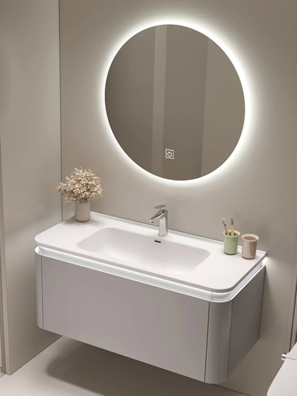 Solid wood cream wind smart bathroom cabinet combination wash wash basin cabinet ceramic integrated basin bathroom cabinet
Solid wood cream wind smart bathroom cabinet combination wash wash basin cabinet ceramic integrated basin bathroom cabinet