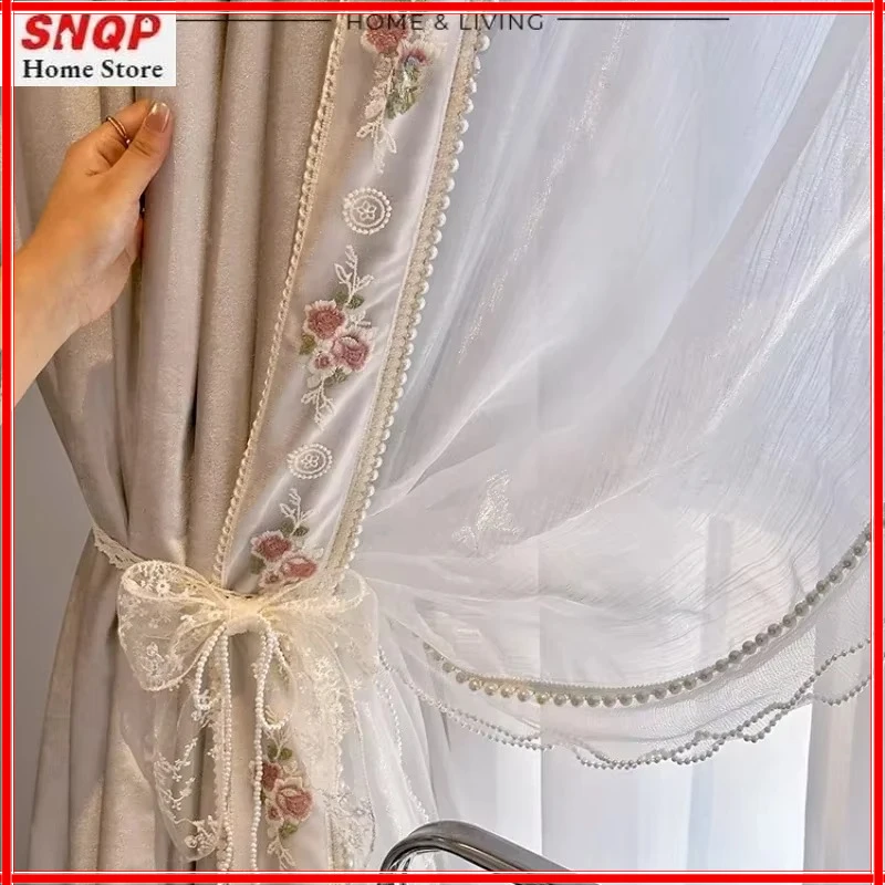 Custom French Romantic Cream Vintage Lace Embroidery Pearl Luxury Curtains for Living Room Bedroom Dining Blackout White Tulle
Custom French Romantic Cream Vintage Lace Embroidery Pearl Luxury Curtains for Living Room Bedroom Dining Blackout White Tulle