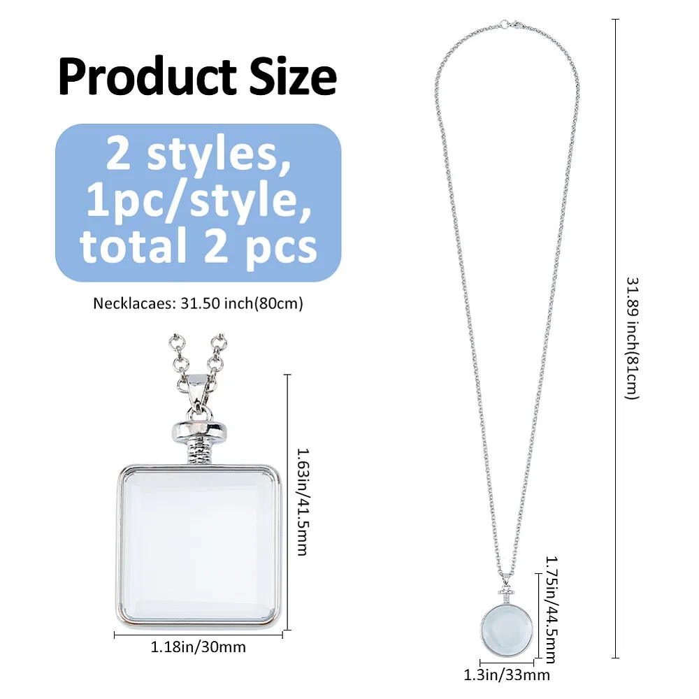 2Pcs 2 Styles Alloy Square Flat Round Locket Pendant Necklaces with Clear Glass Cabochons Platinum
2Pcs 2 Styles Alloy Square Flat Round Locket Pendant Necklaces with Clear Glass Cabochons Platinum