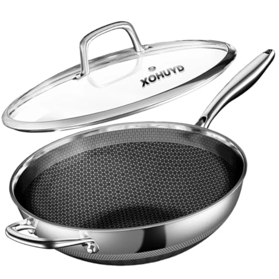 Wok Pan, 13-Inch Stainless Steel Woks and Stir-Fry Pans Nonstick, Wok Pan with Lid for Induction, Hybrid Electric, Gas, Halogen
Wok Pan, 13-Inch Stainless Steel Woks and Stir-Fry Pans Nonstick, Wok Pan with Lid for Induction, Hybrid Electric, Gas, Halogen