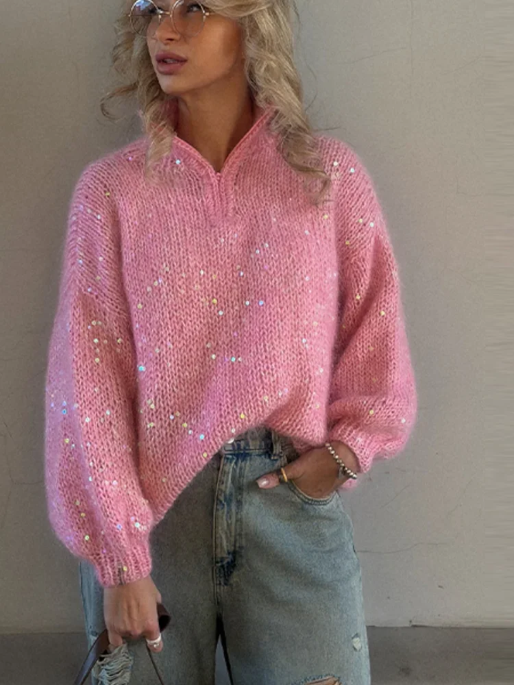 Модный женский блестящий вязаный свитер Y2K с блестками, свободный пушистый блестящий кардиган с лацканами на молнии, вечерние кардиганы 2026, весенний повседневный трикотаж
Модный женский блестящий вязаный свитер Y2K с блестками, свободный пушистый блестящий кардиган с лацканами на молнии, вечерние кардиганы 2026, весенний повседневный трикотаж