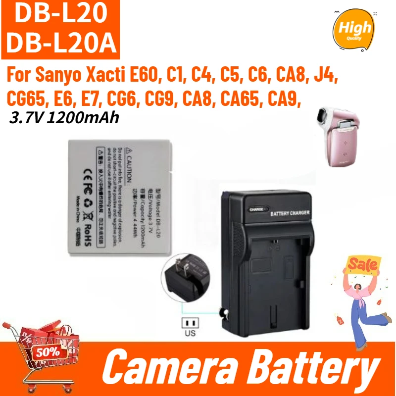 DB-L20 DB-L20A High Quality Camera Battery 3.7V 1200mAh for Sanyo Xacti C1 C4 C5 C6 CA8 CA65 CA9 E6 E7 E60 J4 CG65 CG6 CG9
DB-L20 DB-L20A High Quality Camera Battery 3.7V 1200mAh for Sanyo Xacti C1 C4 C5 C6 CA8 CA65 CA9 E6 E7 E60 J4 CG65 CG6 CG9
