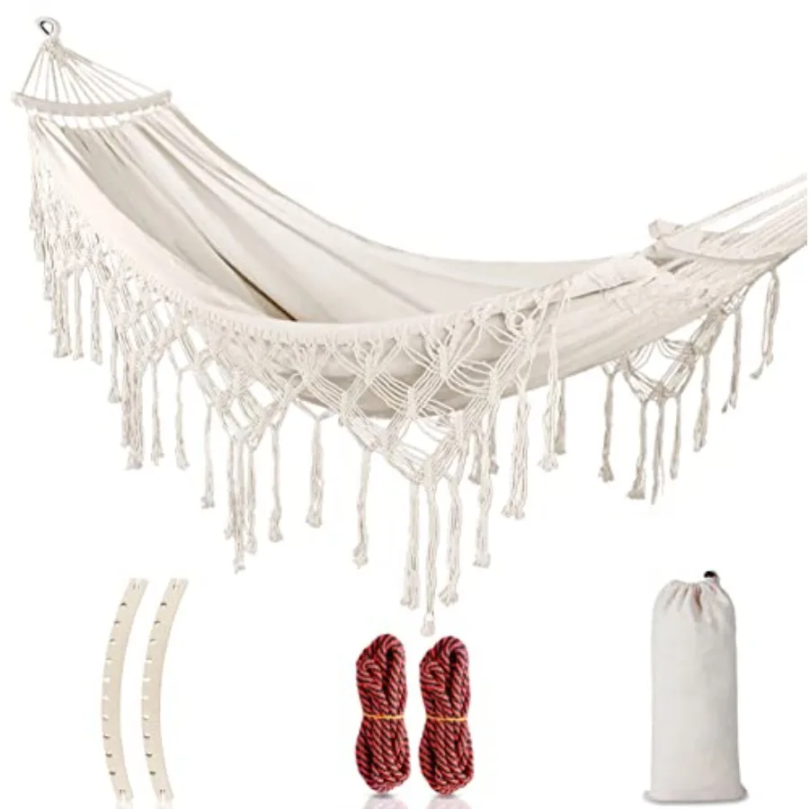 Backyard Hammock with Tassels Max 500lbs Canvas Fabric Bohemian Style with Thickened Rope and Carry Bag for Outdoor Garden Pati
Backyard Hammock with Tassels Max 500lbs Canvas Fabric Bohemian Style with Thickened Rope and Carry Bag for Outdoor Garden Pati