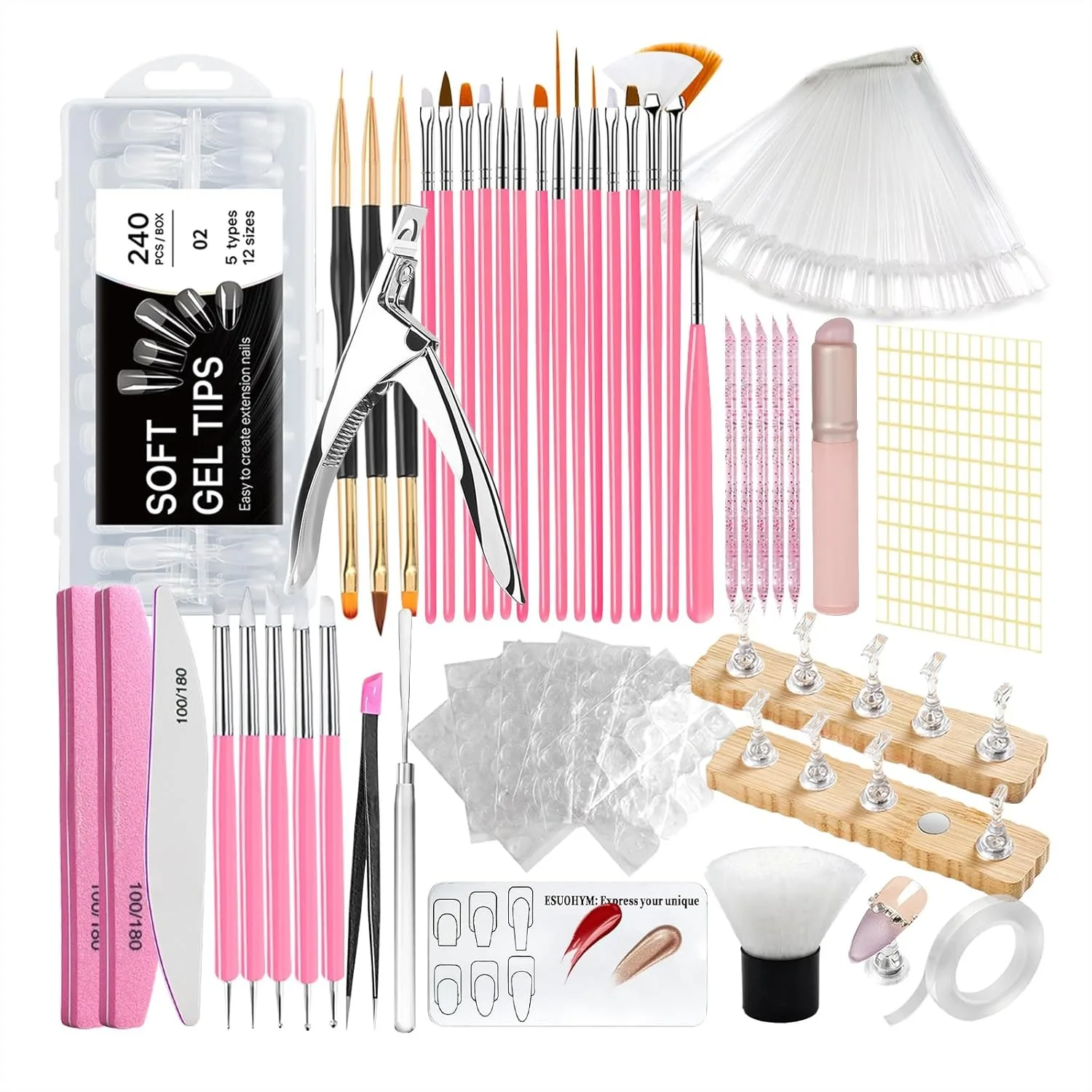 Acrylic Fake Nails Kit for Beginners, 240P Clear Tips with Stand, Brushes & Swatch Sticks, Complete Nail Art Tools for DIY Home
Acrylic Fake Nails Kit for Beginners, 240P Clear Tips with Stand, Brushes & Swatch Sticks, Complete Nail Art Tools for DIY Home
