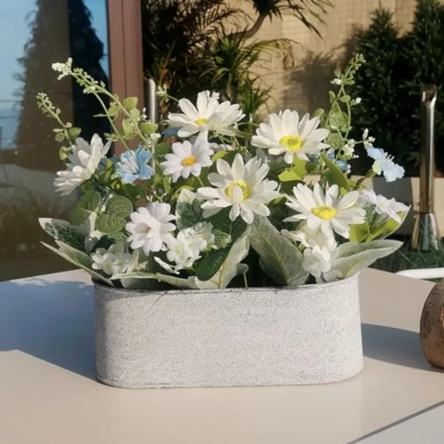 Floral Centerpieces for Tables 12 Inch Small Artificial Flowers in Metal Pot with White Blue Daisy Arrement Fake Potted Faux Fl
Floral Centerpieces for Tables 12 Inch Small Artificial Flowers in Metal Pot with White Blue Daisy Arrement Fake Potted Faux Fl