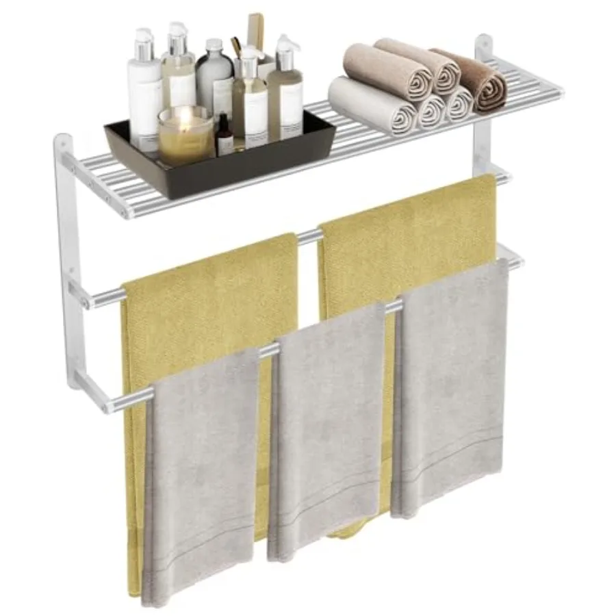 Towel Racks for Bathroom, Towel Shelf with Double Towel Bar, Staless Steel Towel Storage for Lavatory Wall Mounted, 3-Tier Towe
Towel Racks for Bathroom, Towel Shelf with Double Towel Bar, Staless Steel Towel Storage for Lavatory Wall Mounted, 3-Tier Towe
