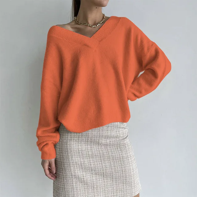 2024 New Women Autumn Sweater V-Neck Loose Style Solid Color Sweater Tops Women Pullovers Fashion Sweater Pull Femme
2024 New Women Autumn Sweater V-Neck Loose Style Solid Color Sweater Tops Women Pullovers Fashion Sweater Pull Femme