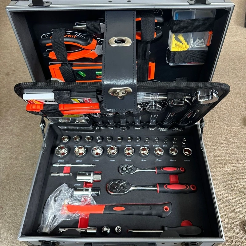 Household auto repair tools portable aluminum box with car 266 pieces set
Household auto repair tools portable aluminum box with car 266 pieces set