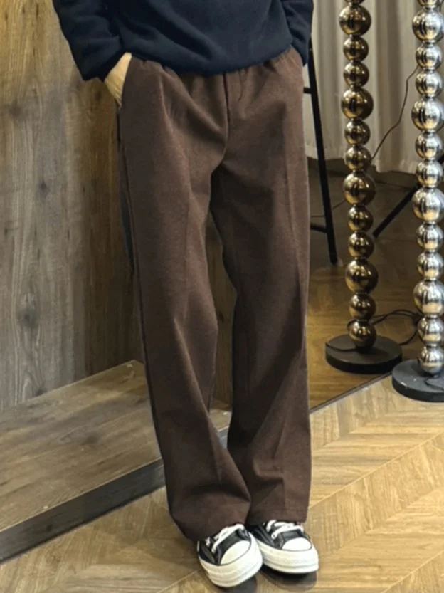 Unironed Casual Workwear Pants Men's Loose Straight Leg Trousers Coffee Color Half Elastic Buttoned Leisure Suit Pants
Unironed Casual Workwear Pants Men's Loose Straight Leg Trousers Coffee Color Half Elastic Buttoned Leisure Suit Pants