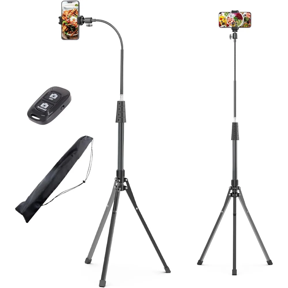 92" Adjustable Phone Tripod Stand with 16.5" Gooseneck and Remote Control for Various Smartphones
92" Adjustable Phone Tripod Stand with 16.5" Gooseneck and Remote Control for Various Smartphones