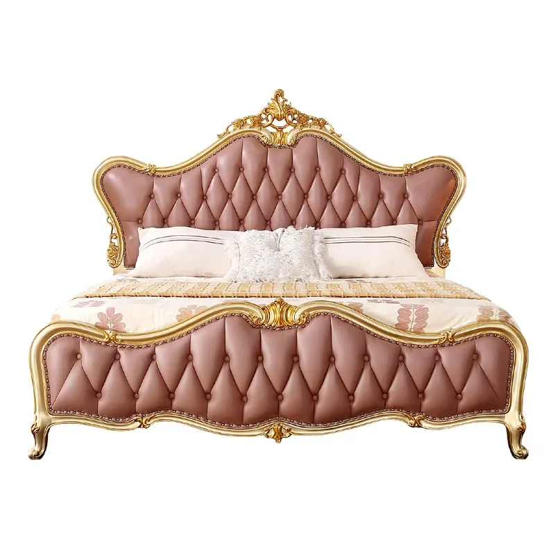 European leather bed 1.8 meters large bed, all solid wood carving double master bedroom luxury wedding bed
European leather bed 1.8 meters large bed, all solid wood carving double master bedroom luxury wedding bed