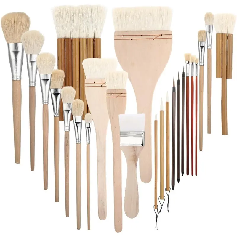 AT82-Long Handle 24 Pcs For Pottery Brushes For Glazing- Wool Soft Bristle Paint Brush Tools In Different Shapes
AT82-Long Handle 24 Pcs For Pottery Brushes For Glazing- Wool Soft Bristle Paint Brush Tools In Different Shapes