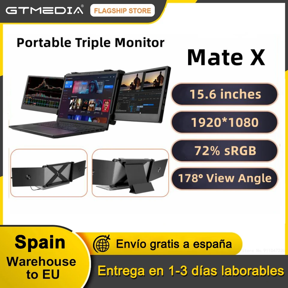 GTMEDIA Mate X 11.6-inch IPS FHD Full HD screen Portable Dual Screen Monitor Triple Portable Monitor For 13.1-17.3 inch Laptop
GTMEDIA Mate X 11.6-inch IPS FHD Full HD screen Portable Dual Screen Monitor Triple Portable Monitor For 13.1-17.3 inch Laptop
