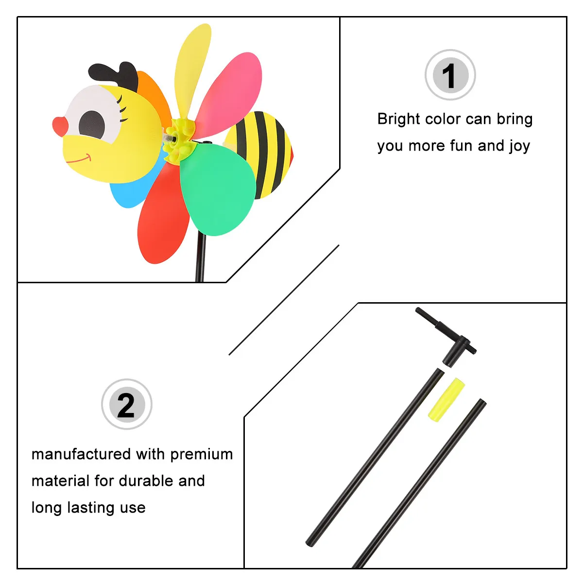 Набор из 5 штук: 3D-ветрячки в виде пчел, разноцветные садовые украшения, водонепроницаемые ветряные мельницы для улицы, декор для газона, подарок для детей
Набор из 5 штук: 3D-ветрячки в виде пчел, разноцветные садовые украшения, водонепроницаемые ветряные мельницы для улицы, декор для газона, подарок для детей