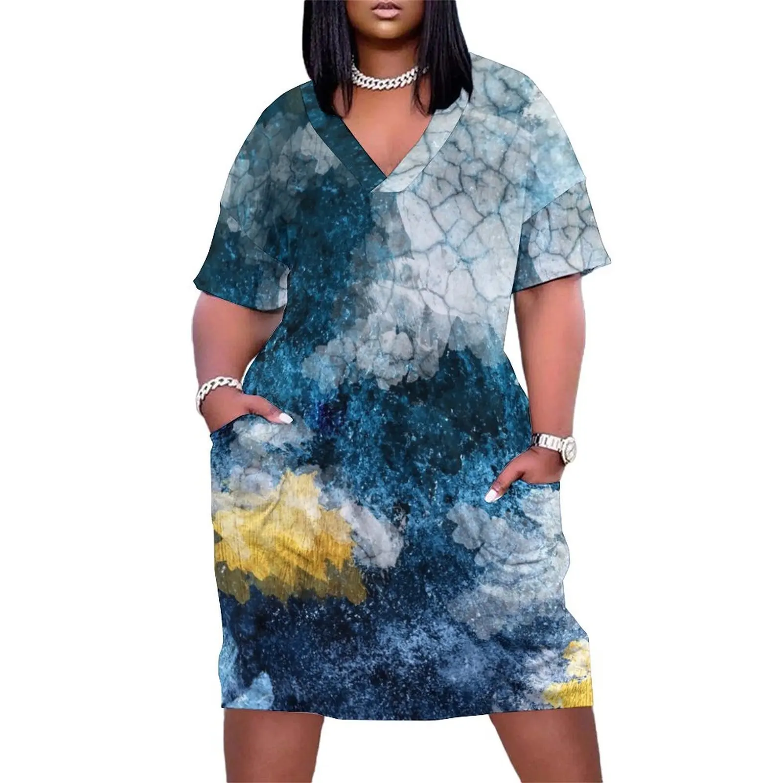 Abstract Navy and Gold Loose Pocket Dress elegant women's sets women's clothing korea stylish Woman clothing dress for woman
Abstract Navy and Gold Loose Pocket Dress elegant women's sets women's clothing korea stylish Woman clothing dress for woman