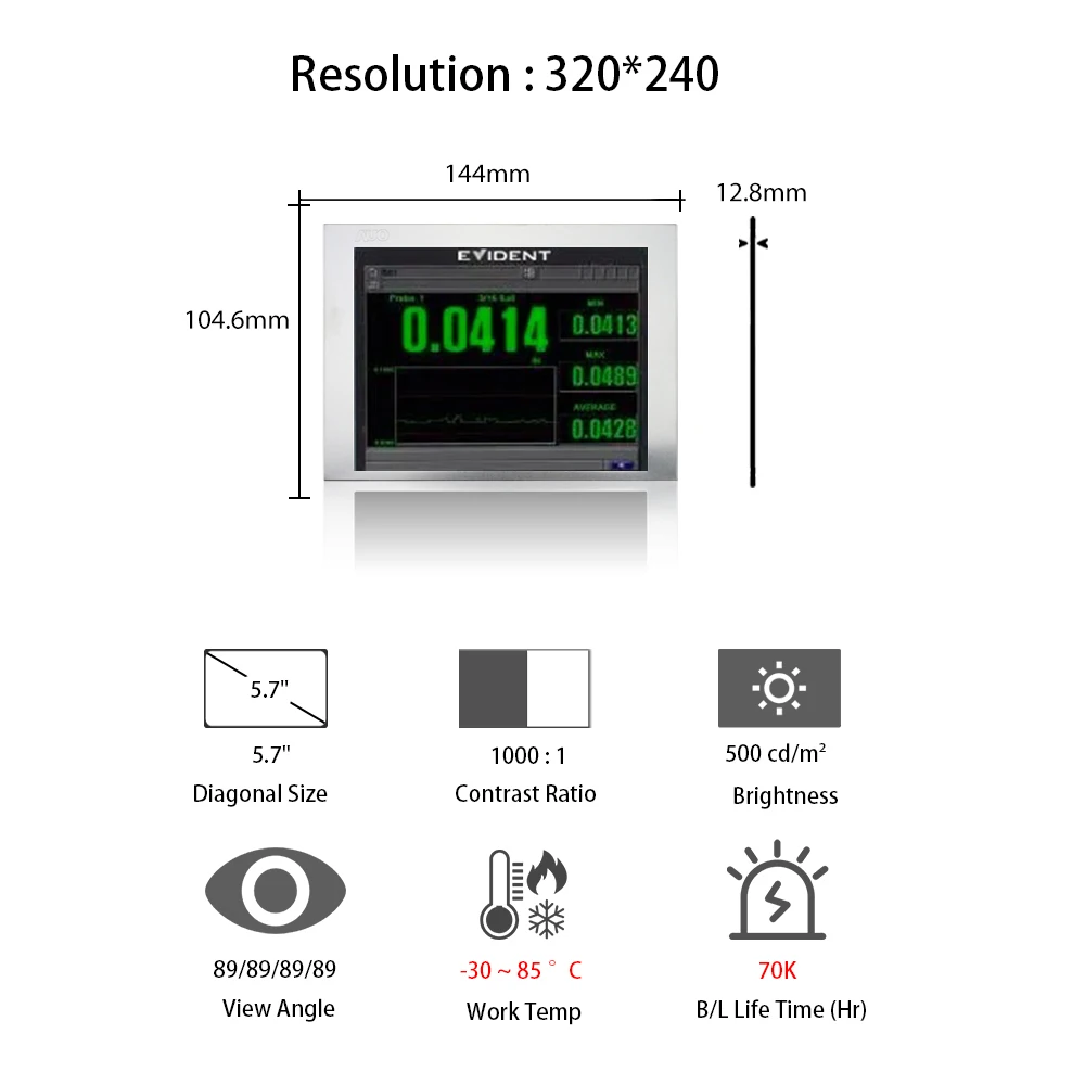 AUO 5.7" 320*240 LCD Panel G057QTN01.0 Upgraded to G057QAN01.0 Ultrasonic Flaw Detector Display 5.7 Inch LCD Modules
AUO 5.7" 320*240 LCD Panel G057QTN01.0 Upgraded to G057QAN01.0 Ultrasonic Flaw Detector Display 5.7 Inch LCD Modules