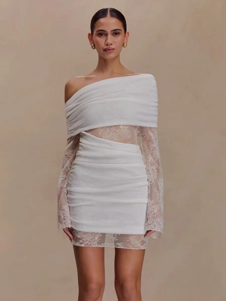 Elegant Lace Splice Asymmetrical Collar Dress with Pleated Design Bodycon Short Skirt for Young Women Summer High Waist Long ...
Elegant Lace Splice Asymmetrical Collar Dress with Pleated Design Bodycon Short Skirt for Young Women Summer High Waist Long ...