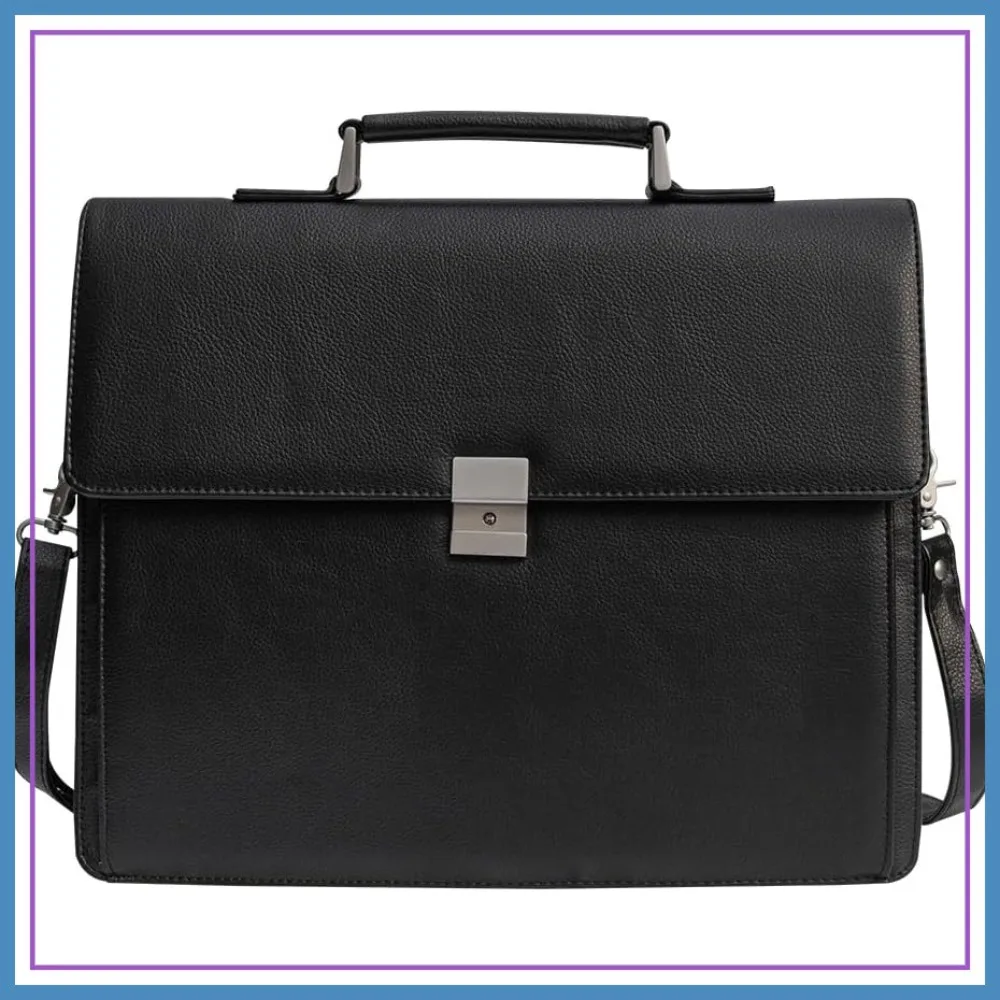 Men's Leather Briefcase Office Attorney Attache Case Gift Messenger Bag w/ Padded Compartment, Black
Men's Leather Briefcase Office Attorney Attache Case Gift Messenger Bag w/ Padded Compartment, Black
