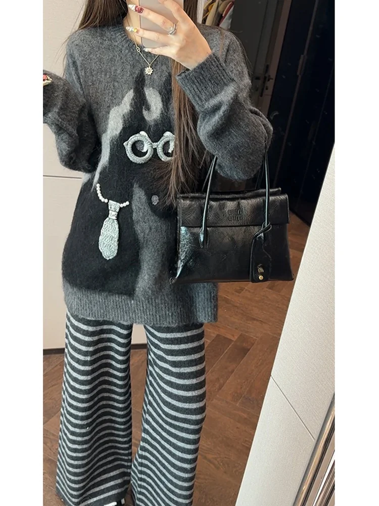 Yulu Women's Casual Knitted Wool Sweater And Stripe Woolen Pants Two-Piece Set Comfortable Slimming Spring Autumn Wear
Yulu Women's Casual Knitted Wool Sweater And Stripe Woolen Pants Two-Piece Set Comfortable Slimming Spring Autumn Wear