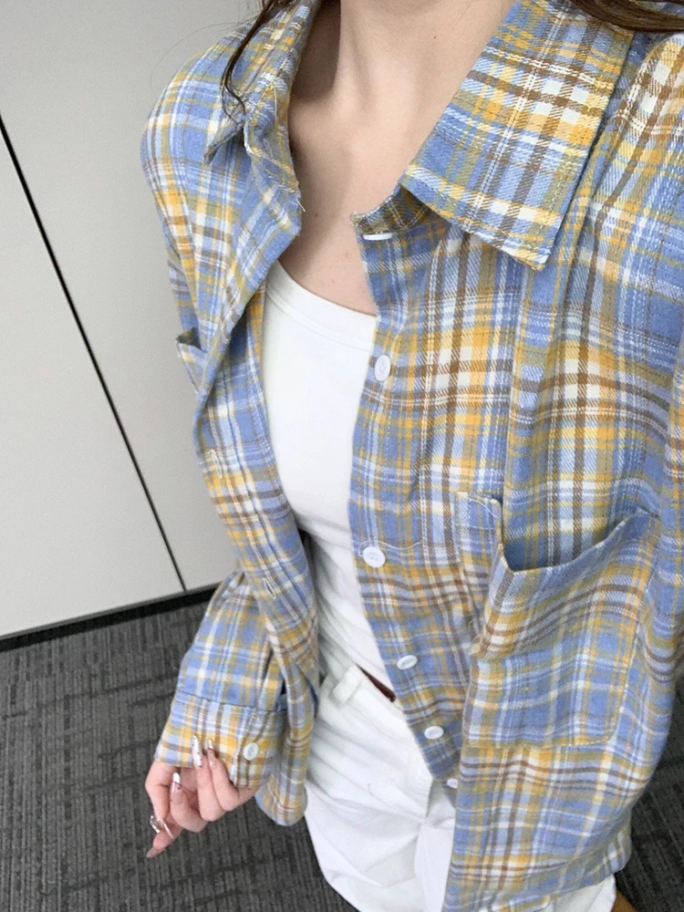 Blue And White Plaid Men's irt Summer Korean Sle Thin Outerwear Vintage Small Fraance Wind DK irt Flip Collar Long Sl...
Blue And White Plaid Men's irt Summer Korean Sle Thin Outerwear Vintage Small Fraance Wind DK irt Flip Collar Long Sl...