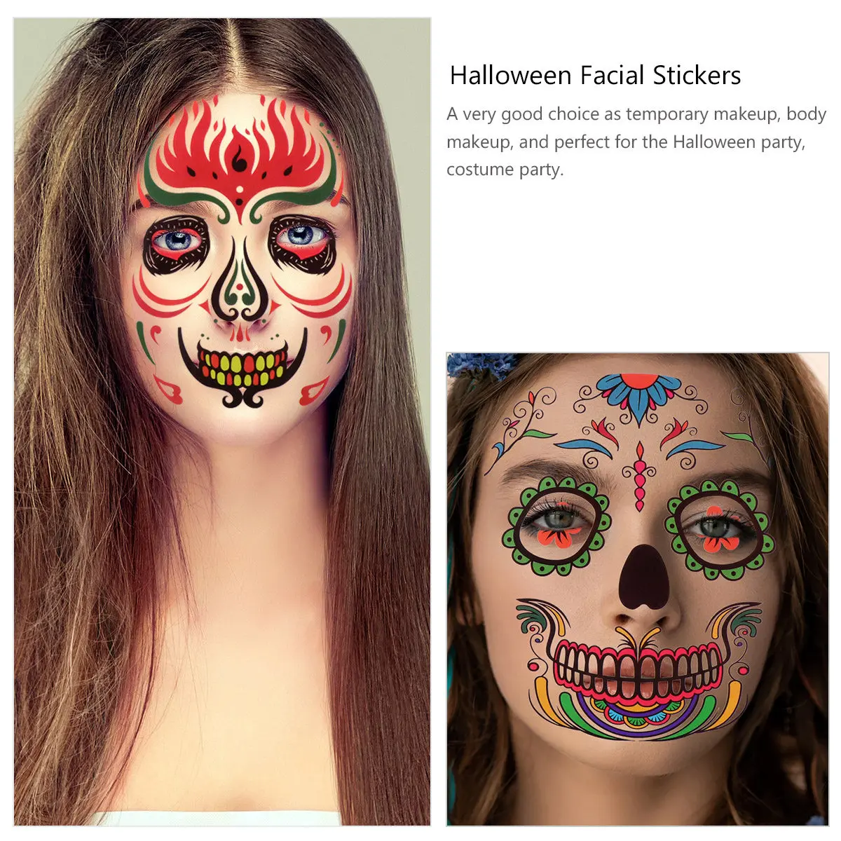 6pcs Halloween Face Makeup Stickers Decorative Tattoos Body Art Temporary Fashion Costumes Party Accessories
6pcs Halloween Face Makeup Stickers Decorative Tattoos Body Art Temporary Fashion Costumes Party Accessories